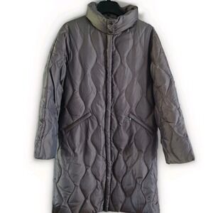 Donatella Women's Down Puffer Coat Size M Brown Bronze Full Zip Pockets Quilted‎